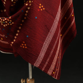 Kutch Handwoven Mirror Work Bandhani Tie-Dye Bagida Merino Wool Shawl 22