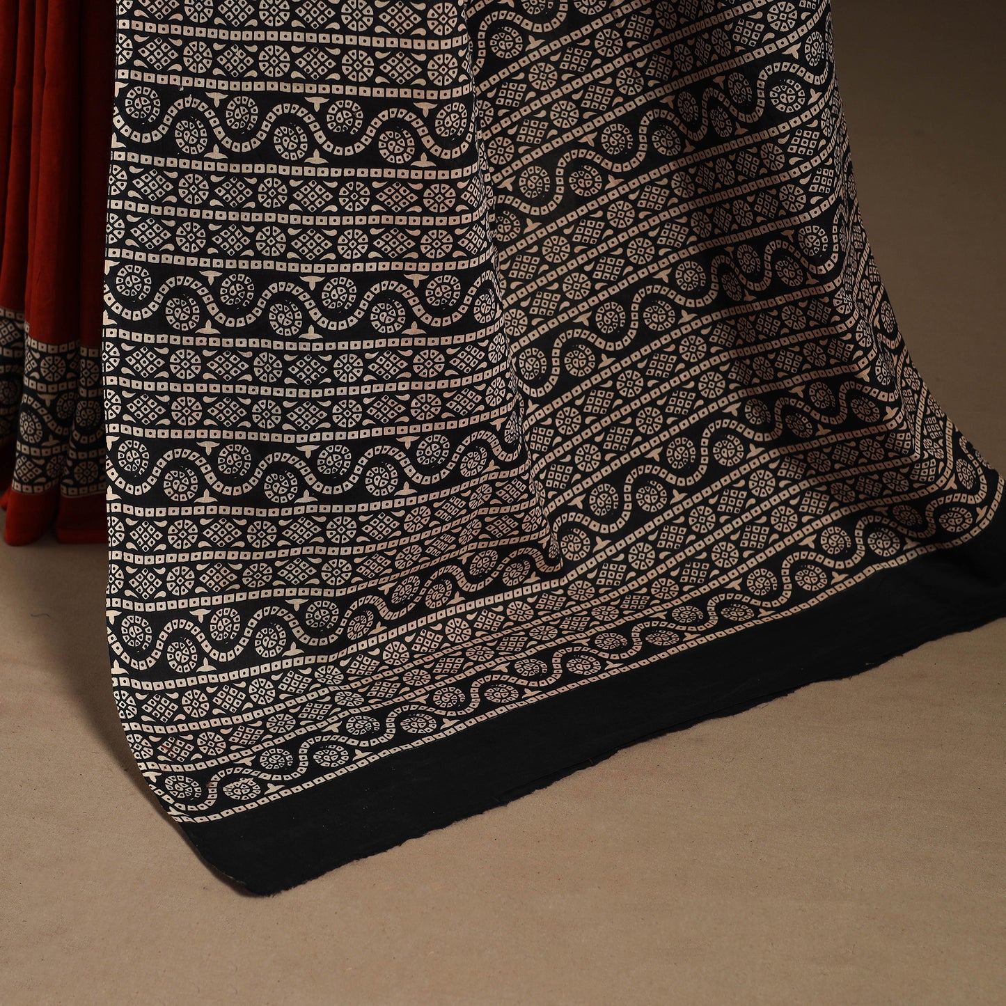 Red - mul cotton hand bagru saree 26 - handcrafted