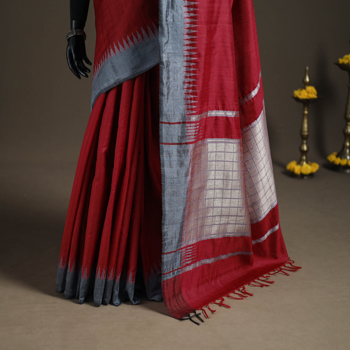 Dupion Raw Silk Bhagalpuri Pure Handwoven Saree with Zari Border 08