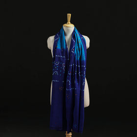 Kutch Handwoven Mirror Work Bandhani Tie-Dye Bagida Merino Wool Shawl 23