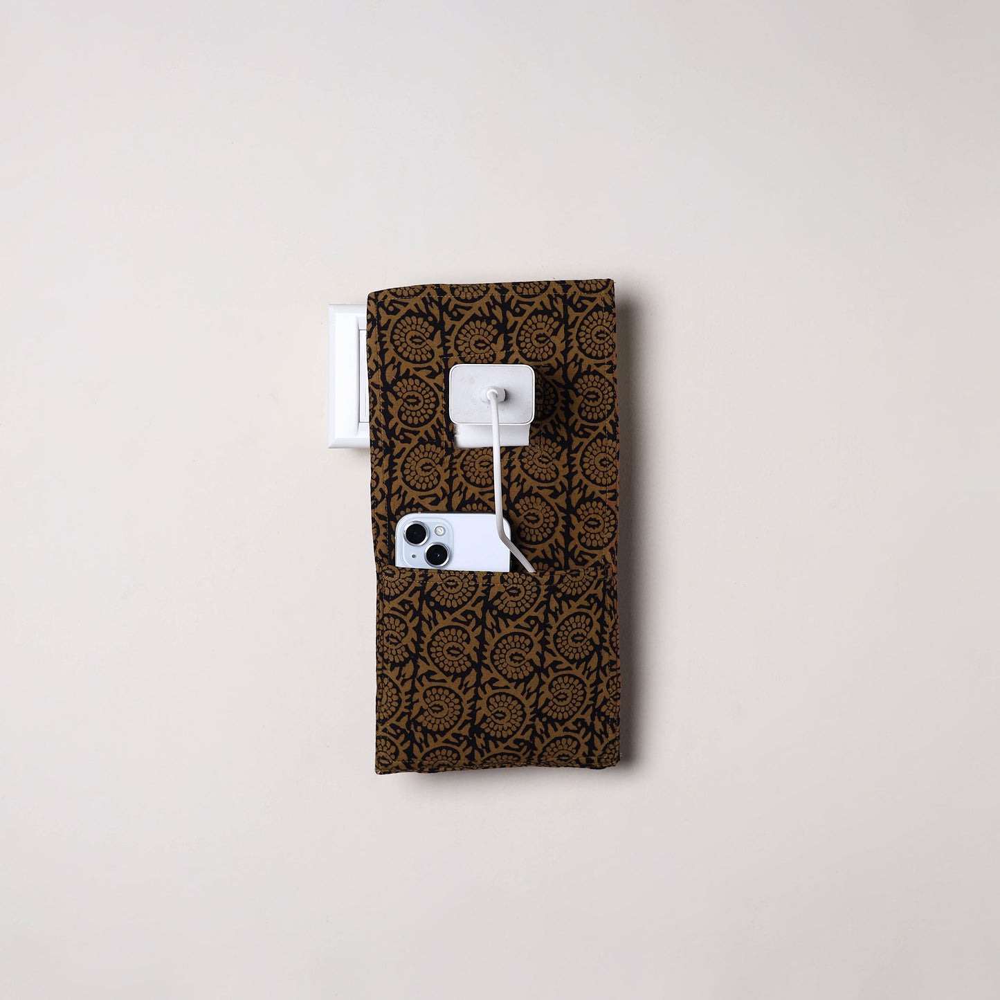 Brown Handmade Cotton Mobile Charging Holder