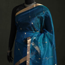 Pure Handloom Zari Buta Katan Silk Chanderi Saree 05