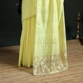 Pure Handloom Zari Pallu Bead Work Chanderi Silk Saree 13