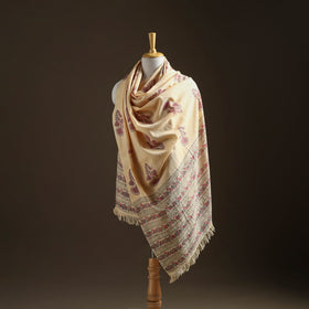 Floral Sanganeri Print Pure Merino Wool Handwoven Shawl 12