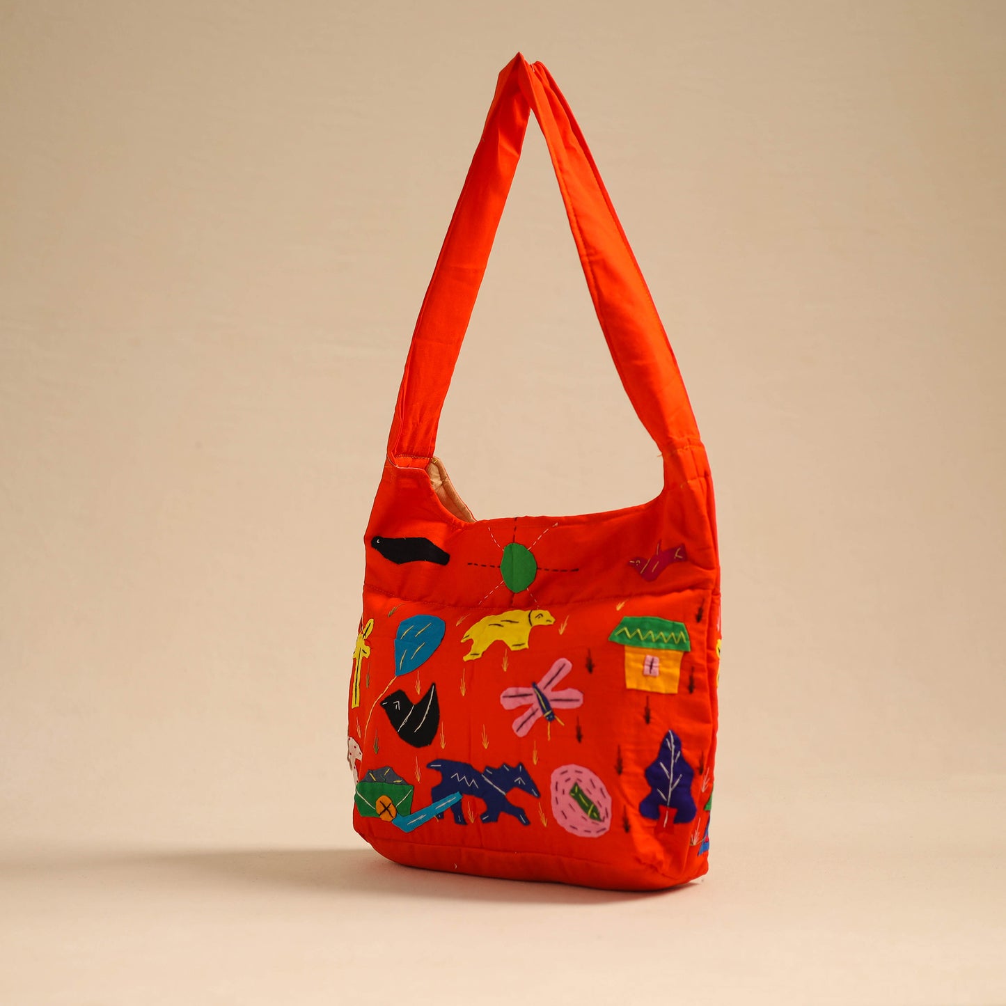 Orange - Pipli Applique Work Shoulder Bag 10