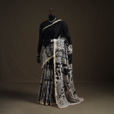 Kalamkari Printed Kota Doria Cotton Saree 08