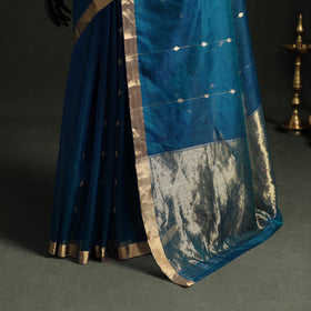 Pure Handloom Zari Buta Katan Silk Chanderi Saree 05