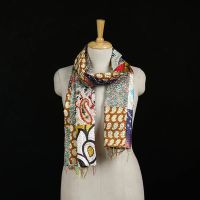 Bengal Kantha Handwork Patchwork Reversible Silk Stole 271