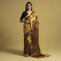 Buy Natural Dyed Block Print Modal Silk Ajrakh Saree