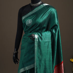 Dupion Raw Silk Bhagalpuri Pure Handwoven Saree with Zari Border 09