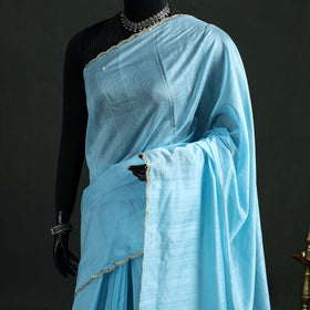 Pure Handloom Zari Pallu Bead Work Chanderi Silk Saree 14