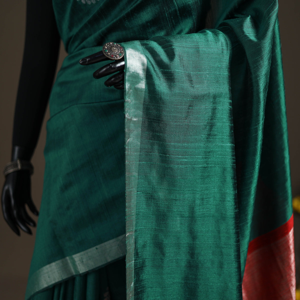 Dupion Raw Silk Bhagalpuri Pure Handwoven Saree with Zari Border 09