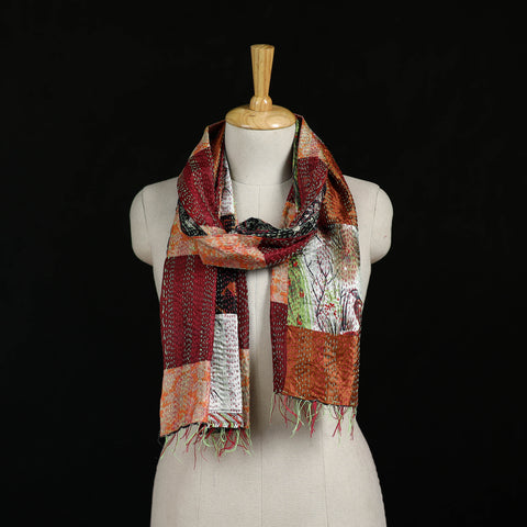 Bengal Kantha Handwork Patchwork Reversible Silk Stole 273