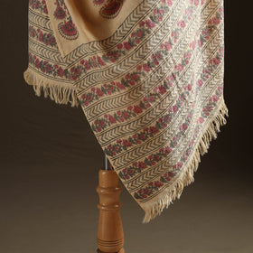 Floral Sanganeri Print Pure Merino Wool Handwoven Shawl 12