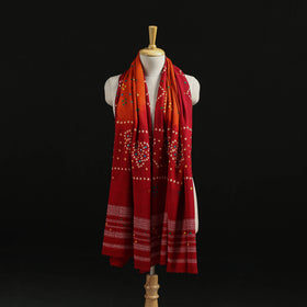 Kutch Handwoven Mirror Work Bandhani Tie-Dye Bagida Merino Wool Shawl 24