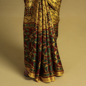 Buy Natural Dyed Block Print Modal Silk Ajrakh Saree