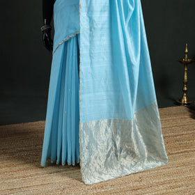 Pure Handloom Zari Pallu Bead Work Chanderi Silk Saree 14