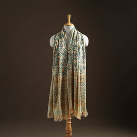 Floral Sanganeri Print Pure Merino Wool Handwoven Shawl 13