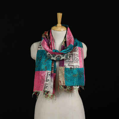 Bengal Kantha Handwork Patchwork Reversible Silk Stole 274