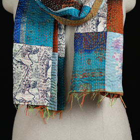 Bengal Kantha Handwork Patchwork Reversible Silk Stole 275