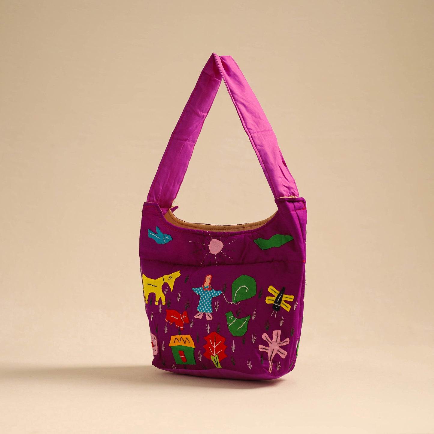 Purple - Pipli Applique Work Shoulder Bag 12