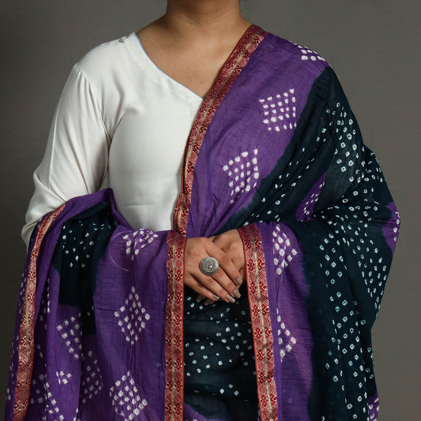 Multicolor - Kutch Bandhani Tie-Dye Cotton Dupatta with Border 21