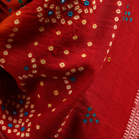 Kutch Handwoven Mirror Work Bandhani Tie-Dye Bagida Merino Wool Shawl 24