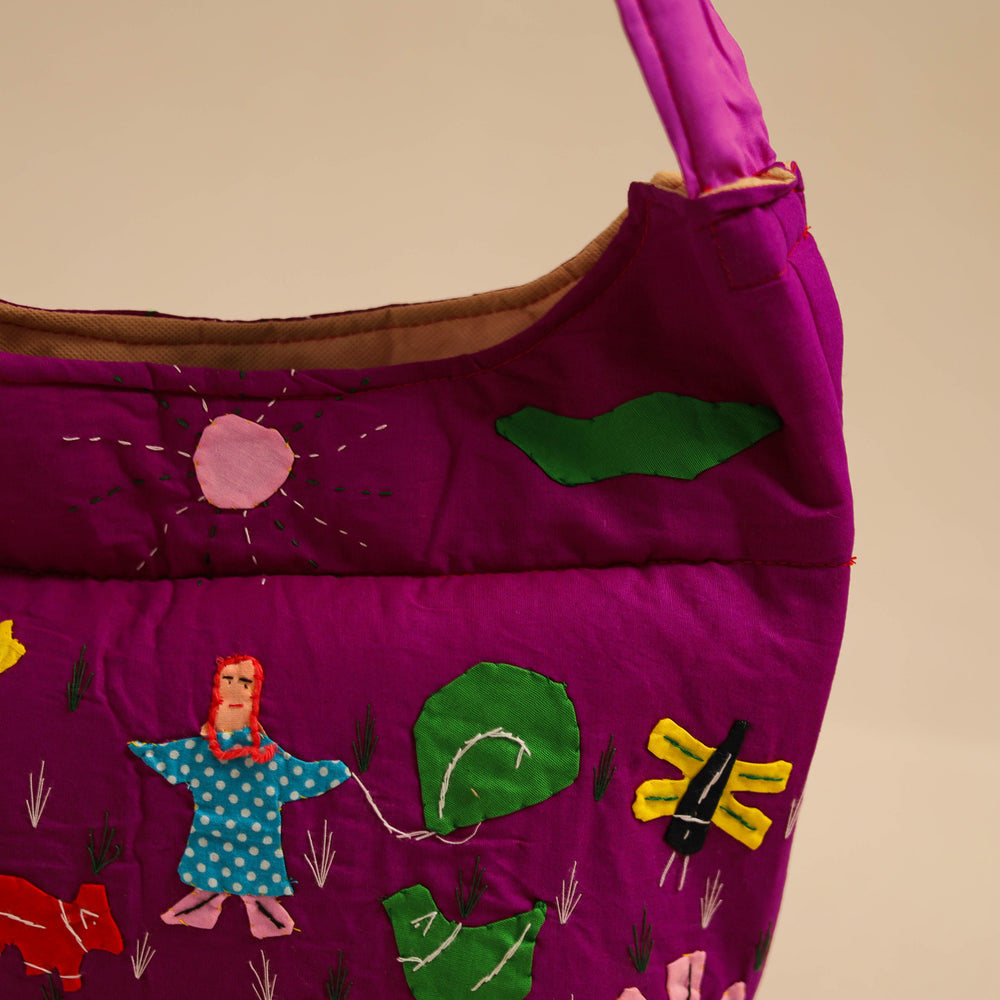 Purple - Pipli Applique Work Shoulder Bag 12