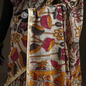 Kalamkari Printed Kota Doria Cotton Saree 09