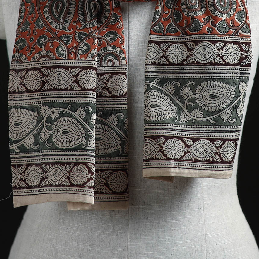Pedana Block Print Natural Dyed Cotton Kalamkari Stole 03
