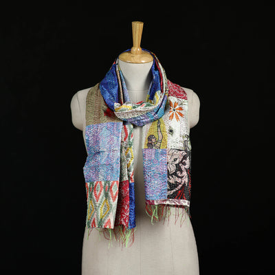 Bengal Kantha Handwork Patchwork Reversible Silk Stole 277