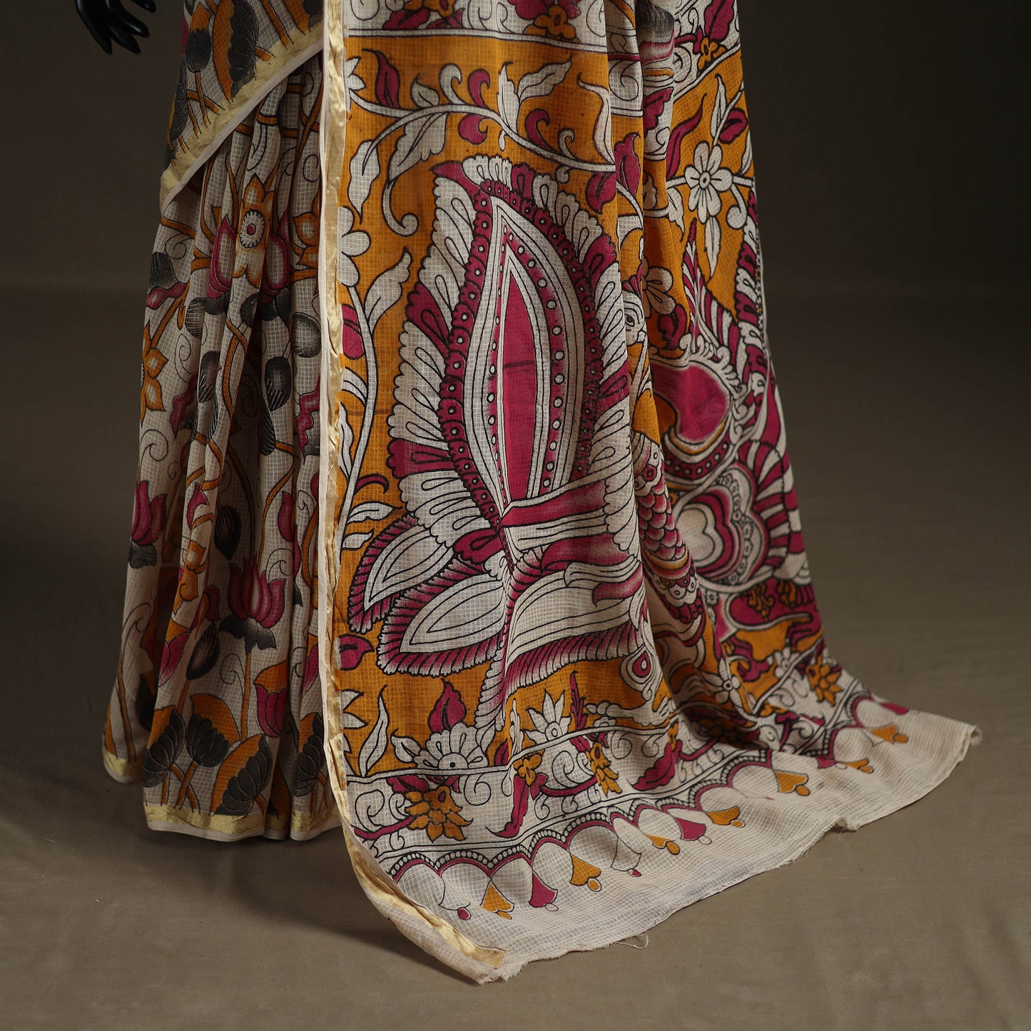 Kalamkari Printed Kota Doria Cotton Saree 09