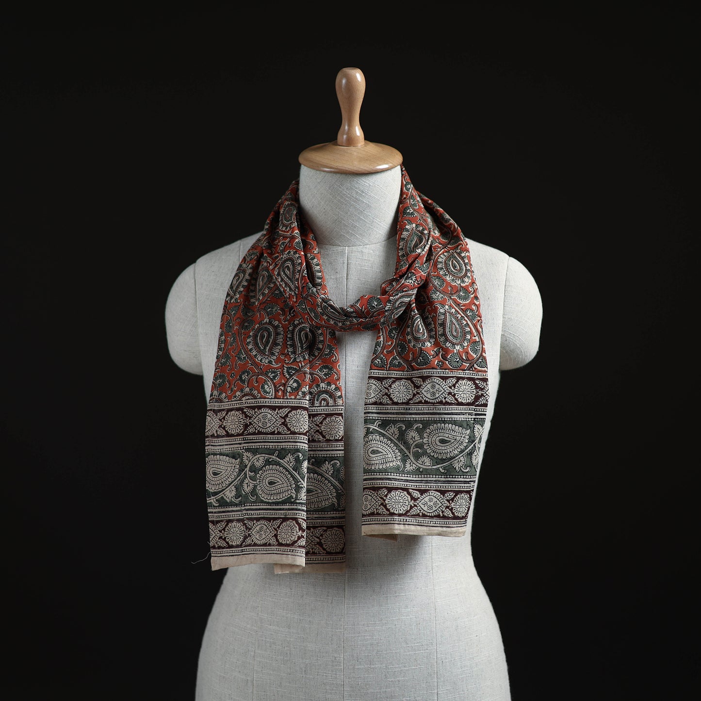 Pedana Block Print Natural Dyed Cotton Kalamkari Stole 03