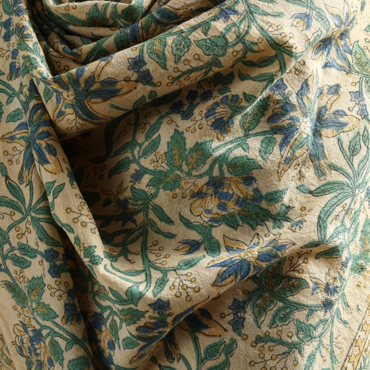 Floral Sanganeri Print Pure Merino Wool Handwoven Shawl 13
