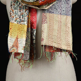 Bengal Kantha Handwork Patchwork Reversible Silk Stole 278