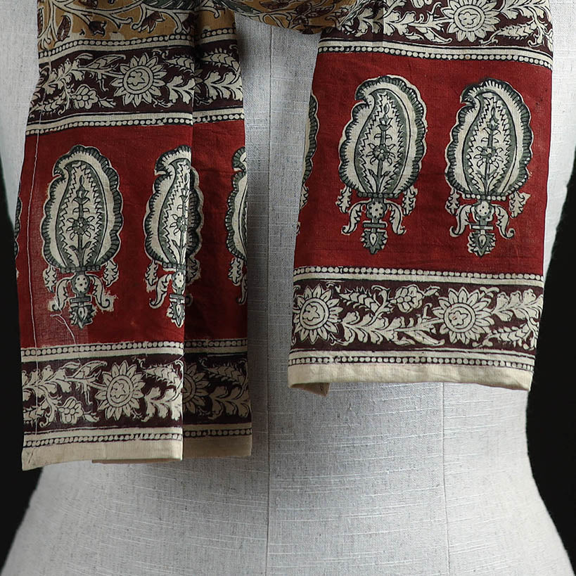 Pedana Block Print Natural Dyed Cotton Kalamkari Stole 05