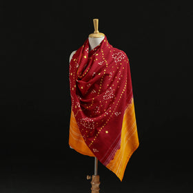 Kutch Handwoven Bandhani Tie-Dye Merino Wool Shawl 25
