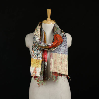 Bengal Kantha Handwork Patchwork Reversible Silk Stole 278