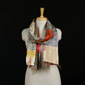 Bengal Kantha Handwork Patchwork Reversible Silk Stole 278