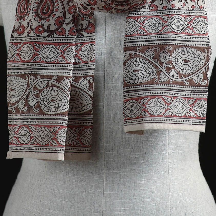 Pedana Block Print Natural Dyed Cotton Kalamkari Stole 06
