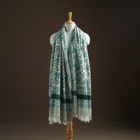 Floral Sanganeri Print Pure Merino Wool Handwoven Shawl 14