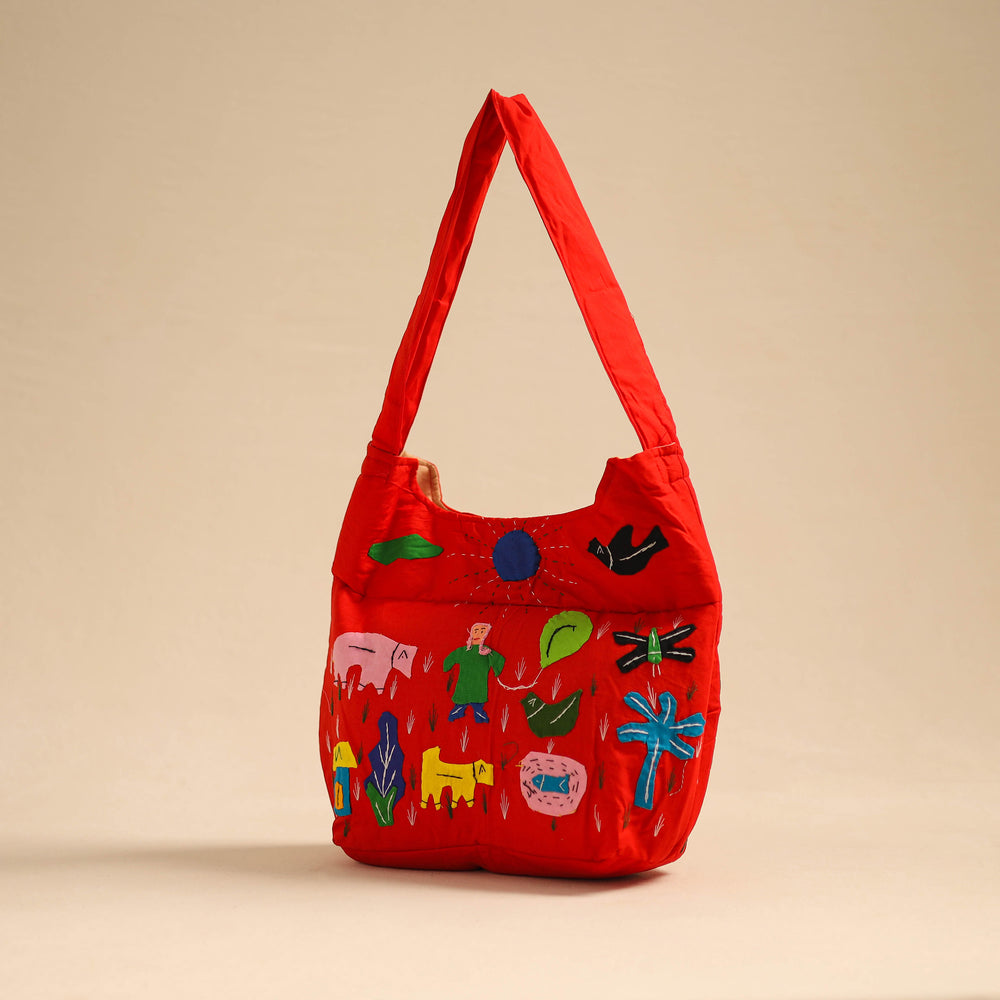 Red - Pipli Applique Work Shoulder Bag 13