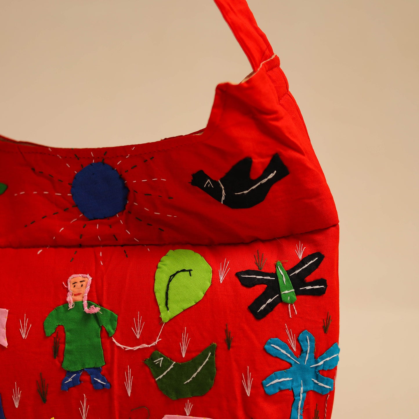 Red - Pipli Applique Work Shoulder Bag 13