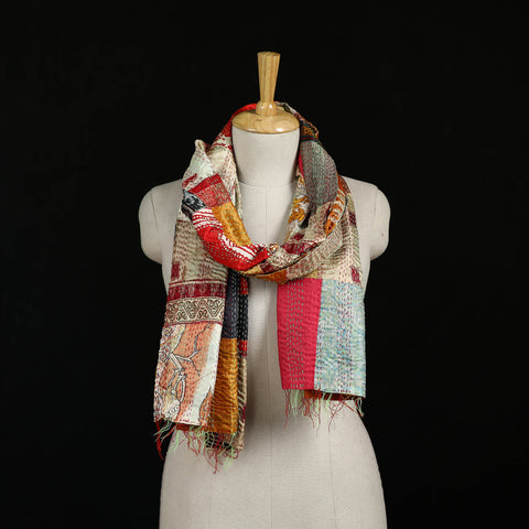 Bengal Kantha Handwork Patchwork Reversible Silk Stole 280