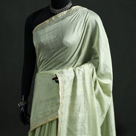 Pure Handloom Zari Pallu Bead Work Chanderi Silk Saree 16