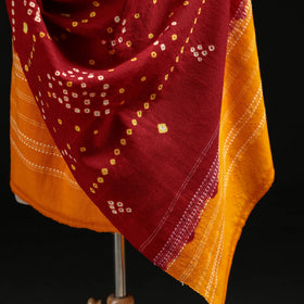 Kutch Handwoven Bandhani Tie-Dye Merino Wool Shawl 25