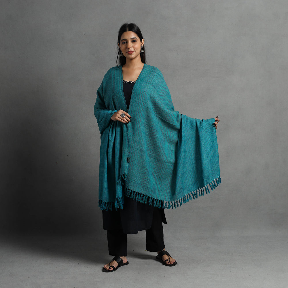 Green - Kumaun Handwoven Pure Merino Wool Shawl for Women 136