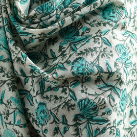 Floral Sanganeri Print Pure Merino Wool Handwoven Shawl 14