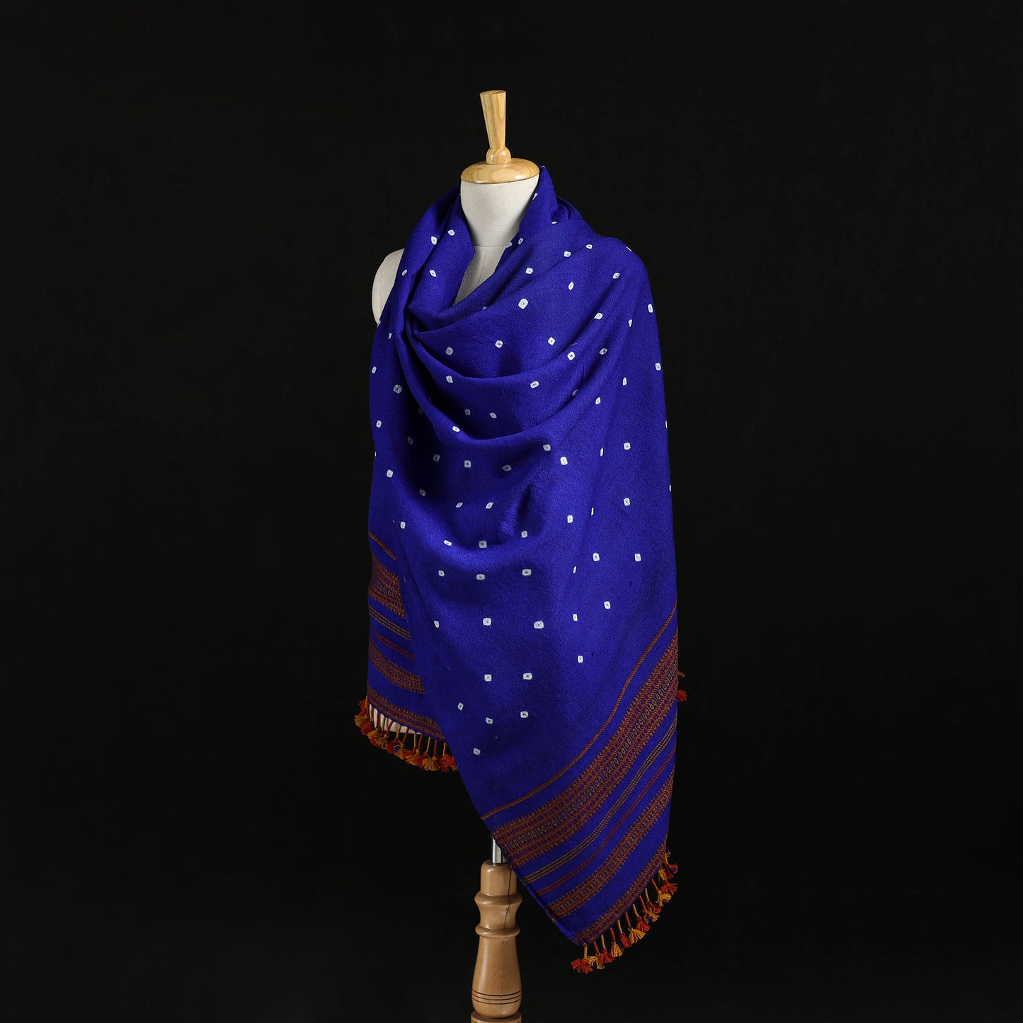 Kutch Handwoven Bandhani Merino Wool Shawl 39