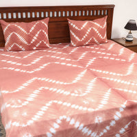 Brown - Shibori Tie-Dye Cotton Double Bed Cover with Pillow Covers (108 x 90 in)